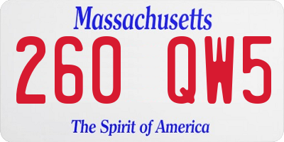 MA license plate 260QW5