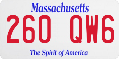 MA license plate 260QW6