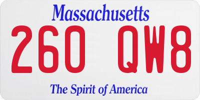MA license plate 260QW8