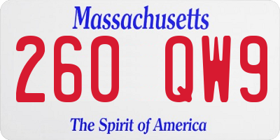 MA license plate 260QW9