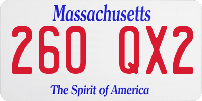 MA license plate 260QX2