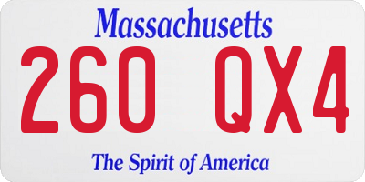 MA license plate 260QX4