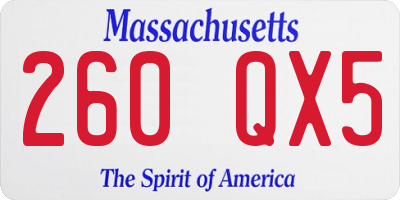 MA license plate 260QX5