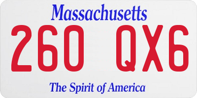 MA license plate 260QX6