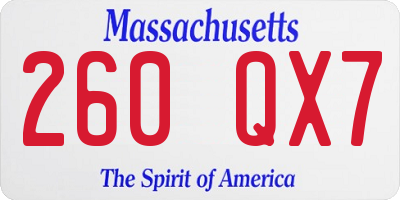 MA license plate 260QX7
