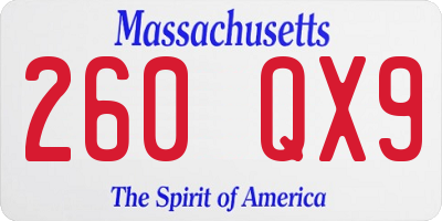 MA license plate 260QX9