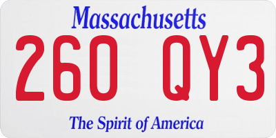 MA license plate 260QY3