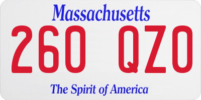 MA license plate 260QZ0