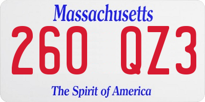 MA license plate 260QZ3