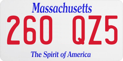 MA license plate 260QZ5