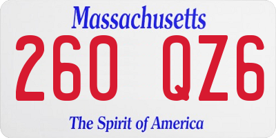 MA license plate 260QZ6