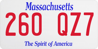 MA license plate 260QZ7