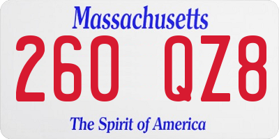MA license plate 260QZ8