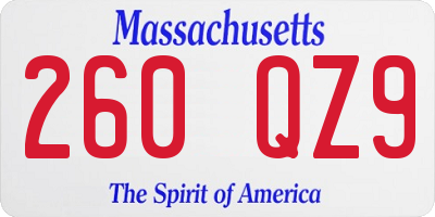 MA license plate 260QZ9