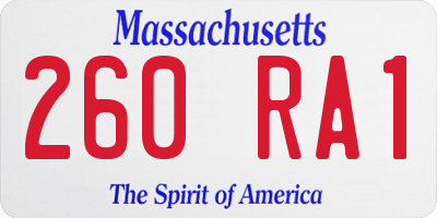 MA license plate 260RA1