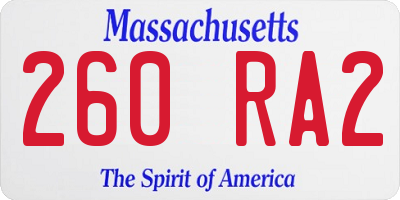 MA license plate 260RA2