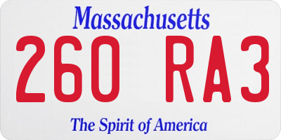 MA license plate 260RA3