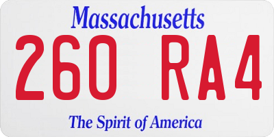 MA license plate 260RA4