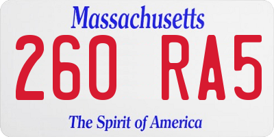 MA license plate 260RA5