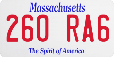 MA license plate 260RA6