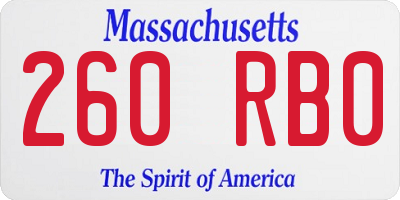 MA license plate 260RB0