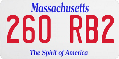 MA license plate 260RB2