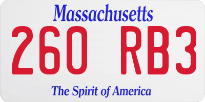 MA license plate 260RB3