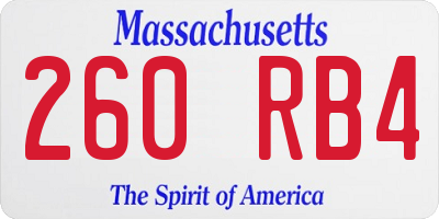 MA license plate 260RB4