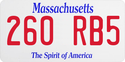 MA license plate 260RB5