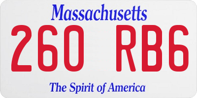 MA license plate 260RB6