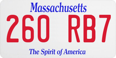 MA license plate 260RB7