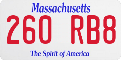 MA license plate 260RB8