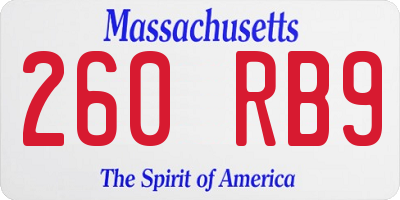 MA license plate 260RB9
