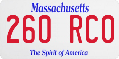 MA license plate 260RC0