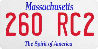 MA license plate 260RC2