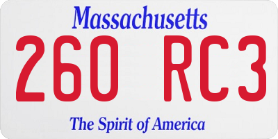 MA license plate 260RC3