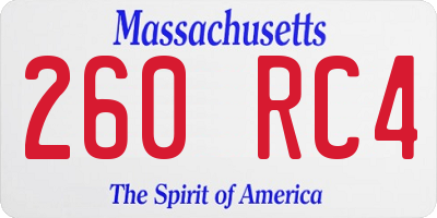 MA license plate 260RC4