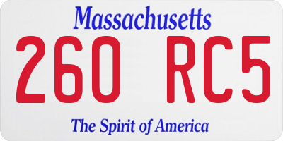 MA license plate 260RC5