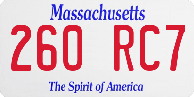 MA license plate 260RC7