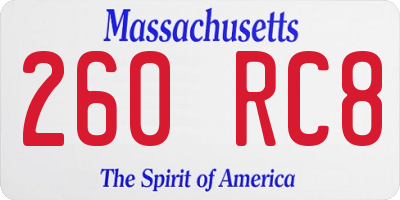 MA license plate 260RC8