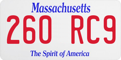 MA license plate 260RC9