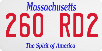 MA license plate 260RD2