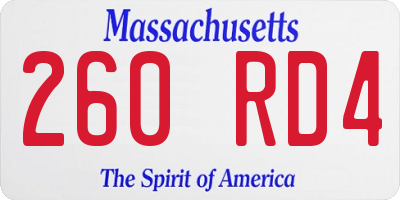MA license plate 260RD4