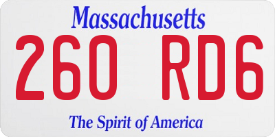 MA license plate 260RD6