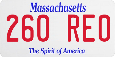 MA license plate 260RE0