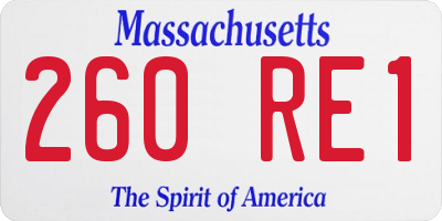 MA license plate 260RE1