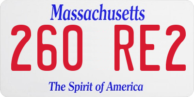MA license plate 260RE2