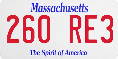 MA license plate 260RE3