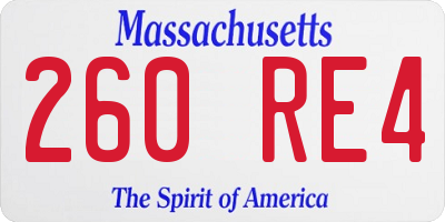 MA license plate 260RE4