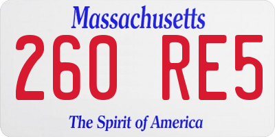 MA license plate 260RE5